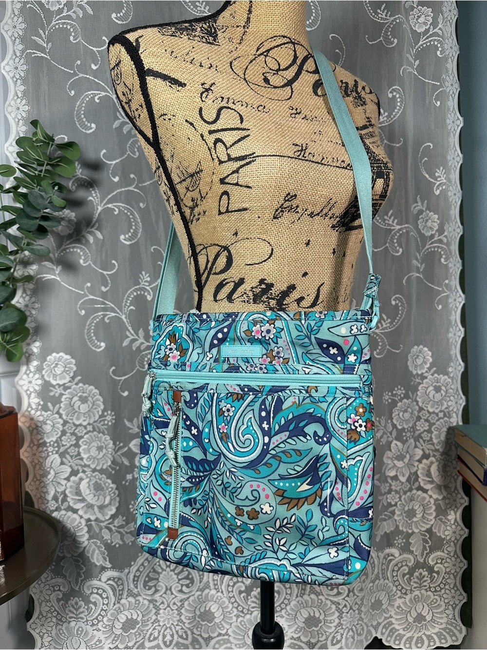 Vera Bradley Aqua Paisley Crossbody Bag
